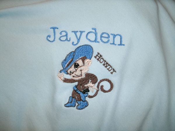 Cowboy Monkey Personalized Baby Blanket