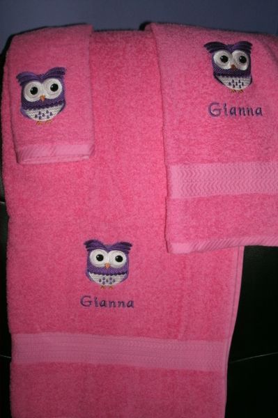 Owls Personalized 3 Piece Towel Set