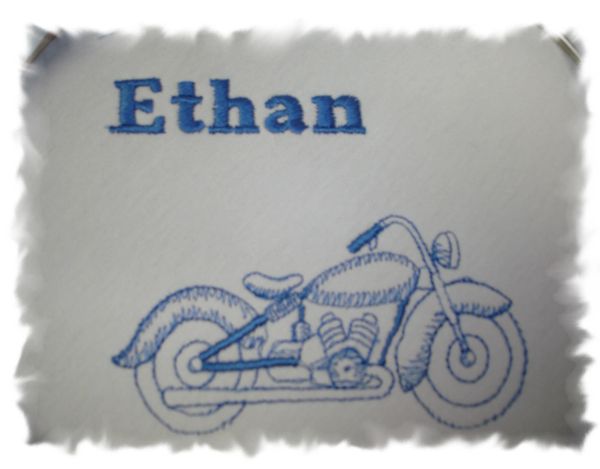 Motorcycle Sketch Personalized Baby Blanket