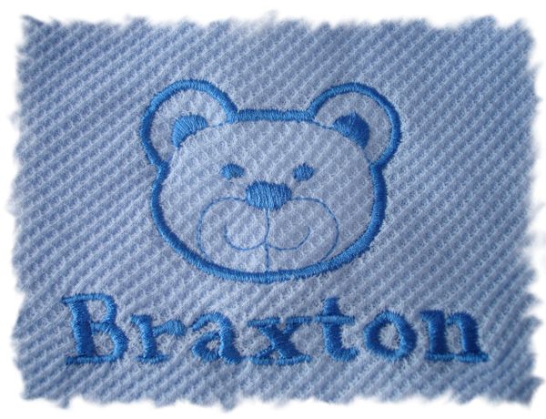 Teddy Bear Outline Personalized Baby Blanket