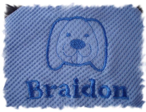 Puppy Face Outline Personalized Baby Blanket