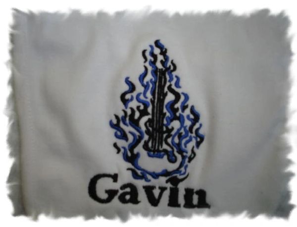 Flaming Guitar Sketch Personalized Baby Blanket