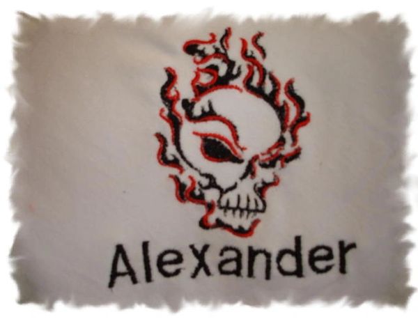 Flaming Skull Sketch Personalized Baby Blanket