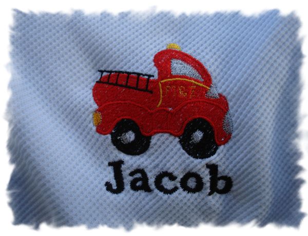 Fat Firetruck Personalized Baby Blanket