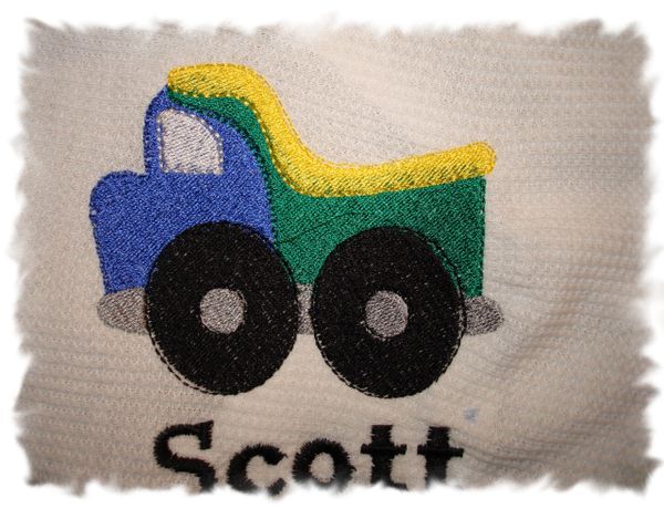 Fat Dump truck Personalized Baby Blanket