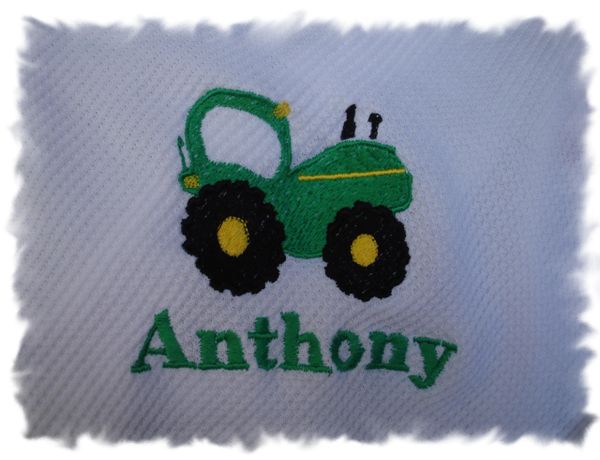 Farm Tractor Personalized Baby Blanket