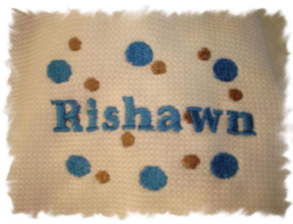 Monogram Dots Frame Personalized Baby Blanket