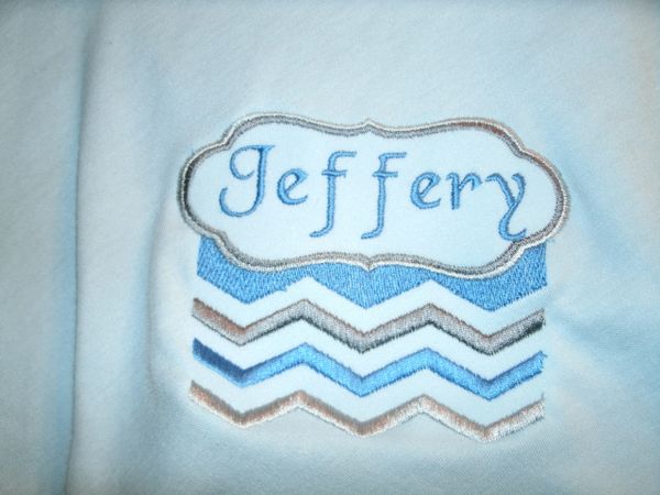 Chevron Monogram Frame Personalized Baby Blanket