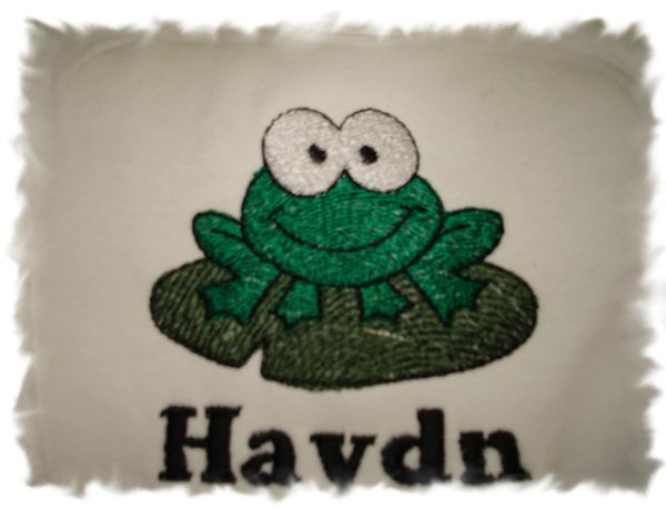 Cute Frog on Lily Pad Personalized Baby Blanket