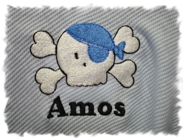 Pirate Skull with Bandana and Patch Personalized Baby Blanket