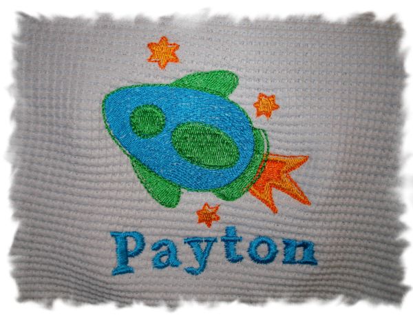 Space Ship Personalized Baby Blanket