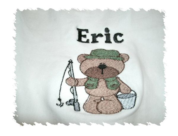 Fishing Sport Bear Personalized Baby Blanket