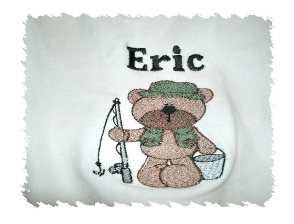 Fishing Sport Bear Personalized Baby Blanket