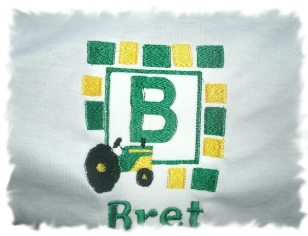 Monogram Tractor Personalized Baby Blanket