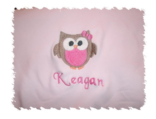 Owl Personalized Girl Baby Blanket