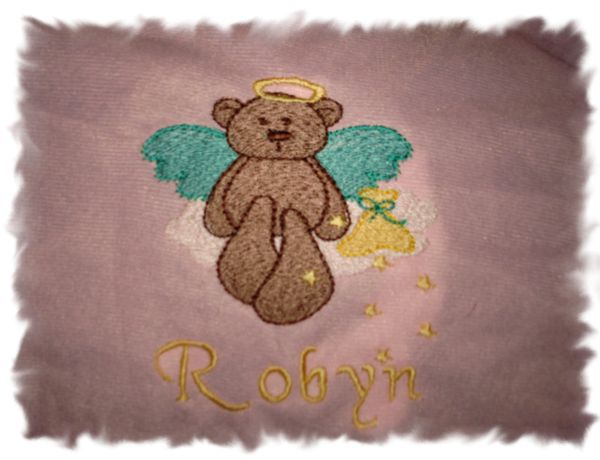 Angel Bear on Cloud Personalized Girl Baby Blanket