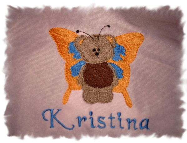 Butterfly Bear Personalized Girl Baby Blanket