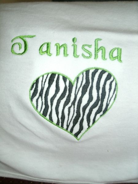 Zebra Heart Personalized Girl Baby Blanket