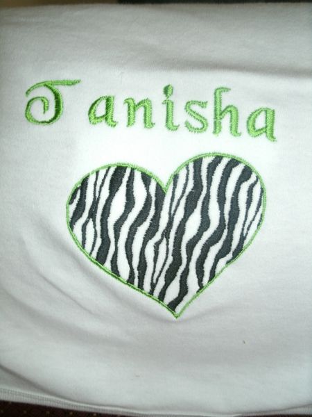 Zebra Heart Personalized Girl Baby Blanket