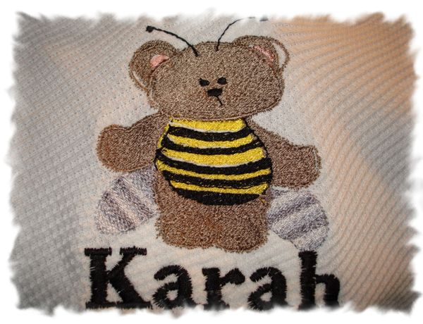 Bumblebee Bear Personalized Girl Baby Blanket