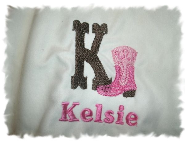 Cowgirl Monogram Boots Personalized Baby Blanket