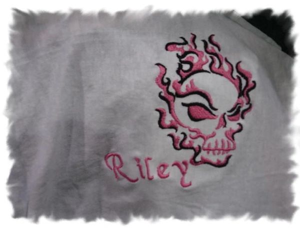 Flaming Skull Sketch Personalized Girl Baby Blanket