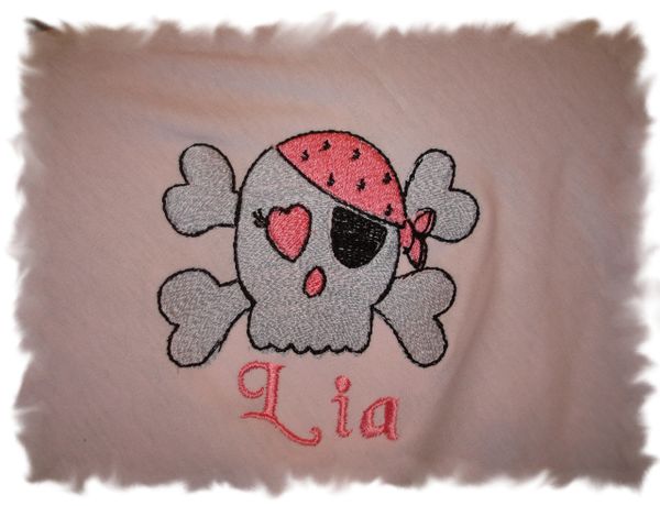 Skull Girl with Bandana Personalized Girl Baby Blanket
