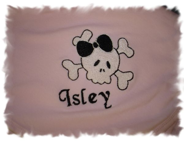 Pirate Skull Girl with Bow Personalized Girl Baby Blanket