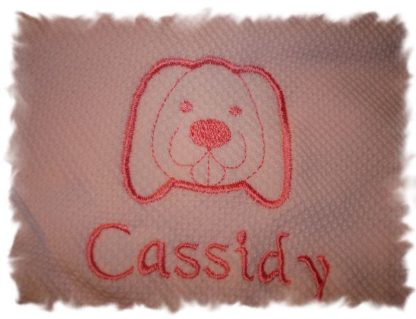 Puppy Face Outline Personalized Girl Baby Blanket