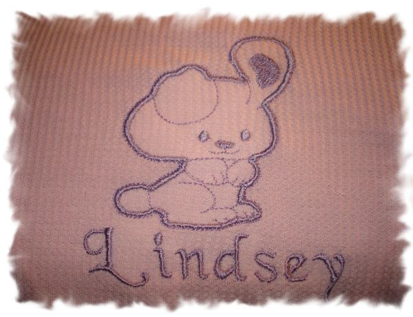 Bunny Rabbit Outline Personalized Girl Baby Blanket