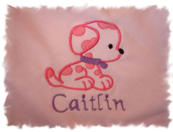 Puppy Outline Personalized Girl Baby Blanket