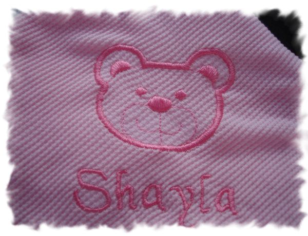 Teddy Bear Outline Personalized Girl Baby Blanket