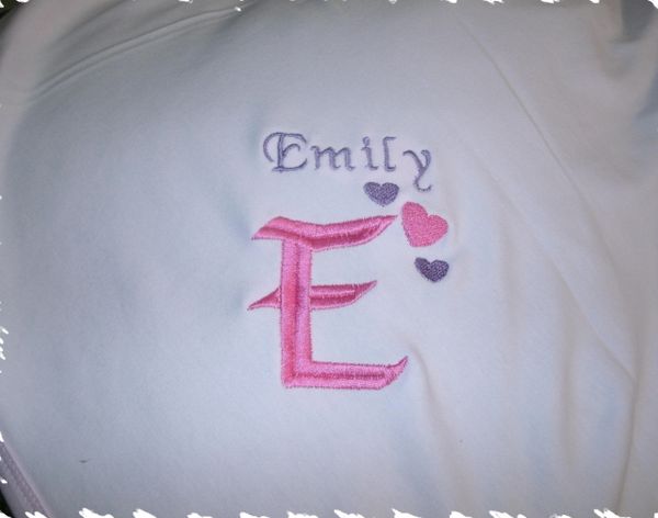 Hearts Monogram Personalized Girl Baby Blanket