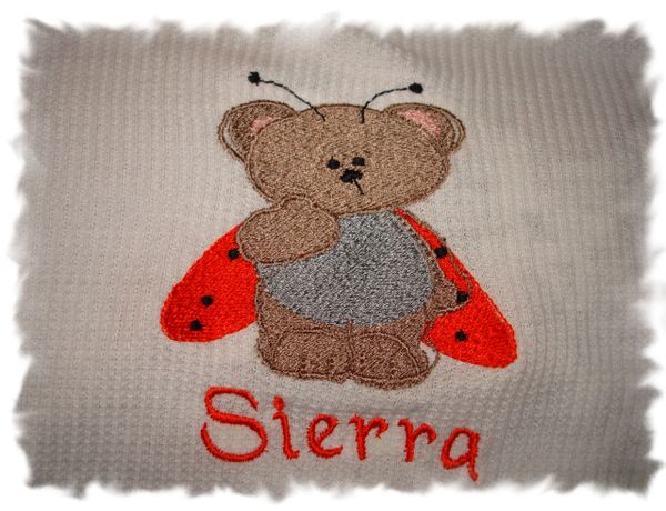 Ladybug Bear Personalized Girl Baby Blanket