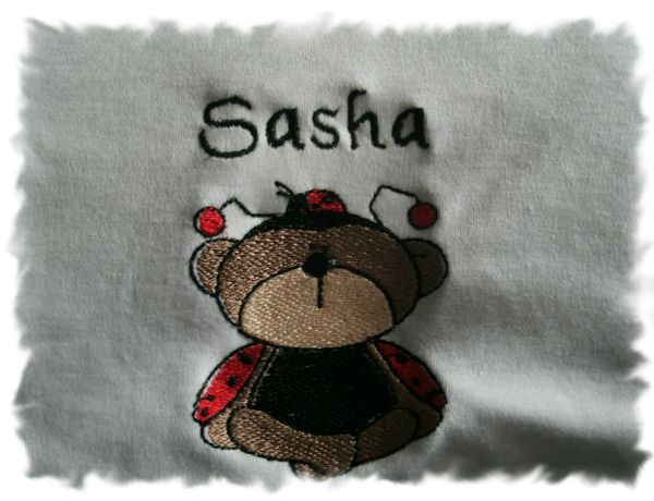 Ladybug Bear 2 Personalized Girl Baby Blanket