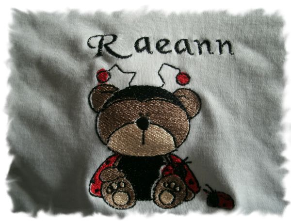 Ladybug Bear 3 Personalized Girl Baby Blanket