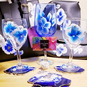 Hanpainted Wine Glasses, handbags, and accessories.   