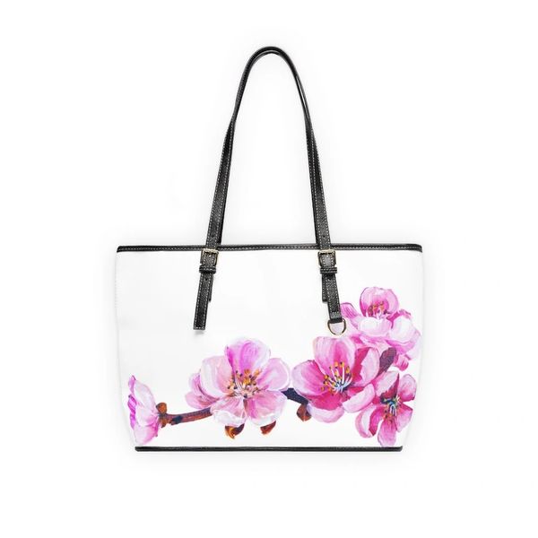 Sakura Spring Flowers buy Faux Leather Tote Bag