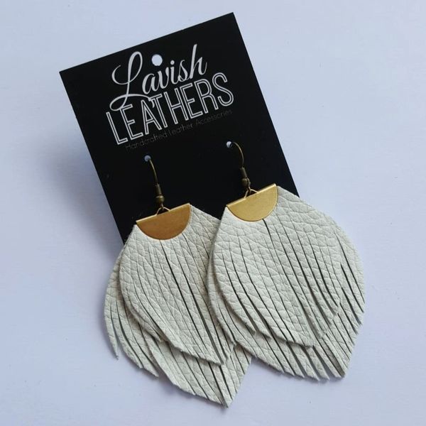 Off White Flutter Earrings | Lavish Leathers