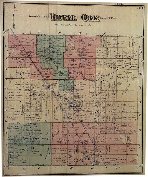 1872 Royal Oak Township Map