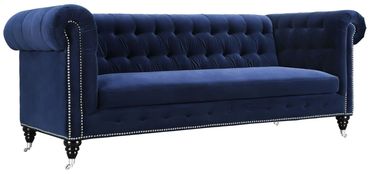 Navy Velvet Chesterfield Couch rental