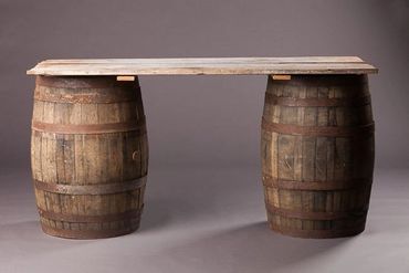 WHISKEY BARREL TABLE BAR