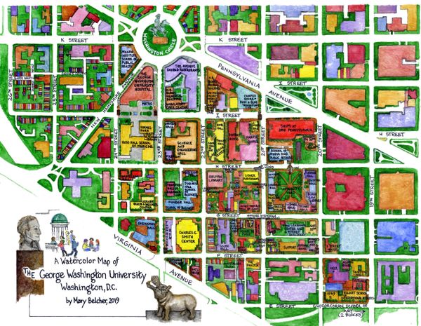 Map of George Washington University Campus, 11x14