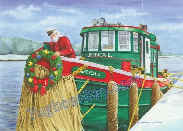 “Captain Santa Dockside on Jessica C.” Great Lakes Tugboat Card #5