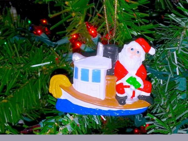 Tugboat Santa Christmas Ornament