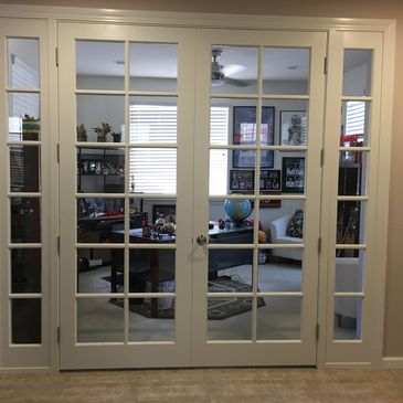 Interior French Door Sidelites glass primed remodel mountain house exterior 