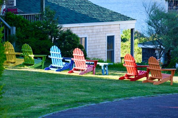 Photo Greeting Card - Rainbow Adirondack Chairs