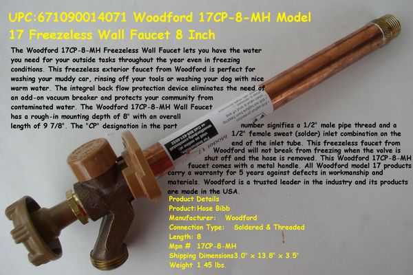Woodford 17cp 8 Mh Model 17 Freezeless Wall Faucet 8 Inch