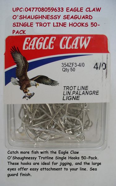 40 Eagle Claw 3X  Baitholder M3200 nickel 8/0 hooks Catfish trotline jugline 