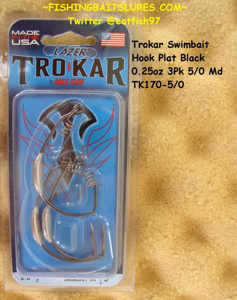 2 NEW Trokar Magnum Swimbait Hook Spring Bait Keeper Black 3PK 5/0 TK160-5/0